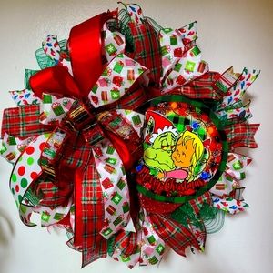 Grinch wreath, merry Christmas wreath grinchmas